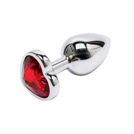 Plug Metálico Talla S con Corazón Rojo